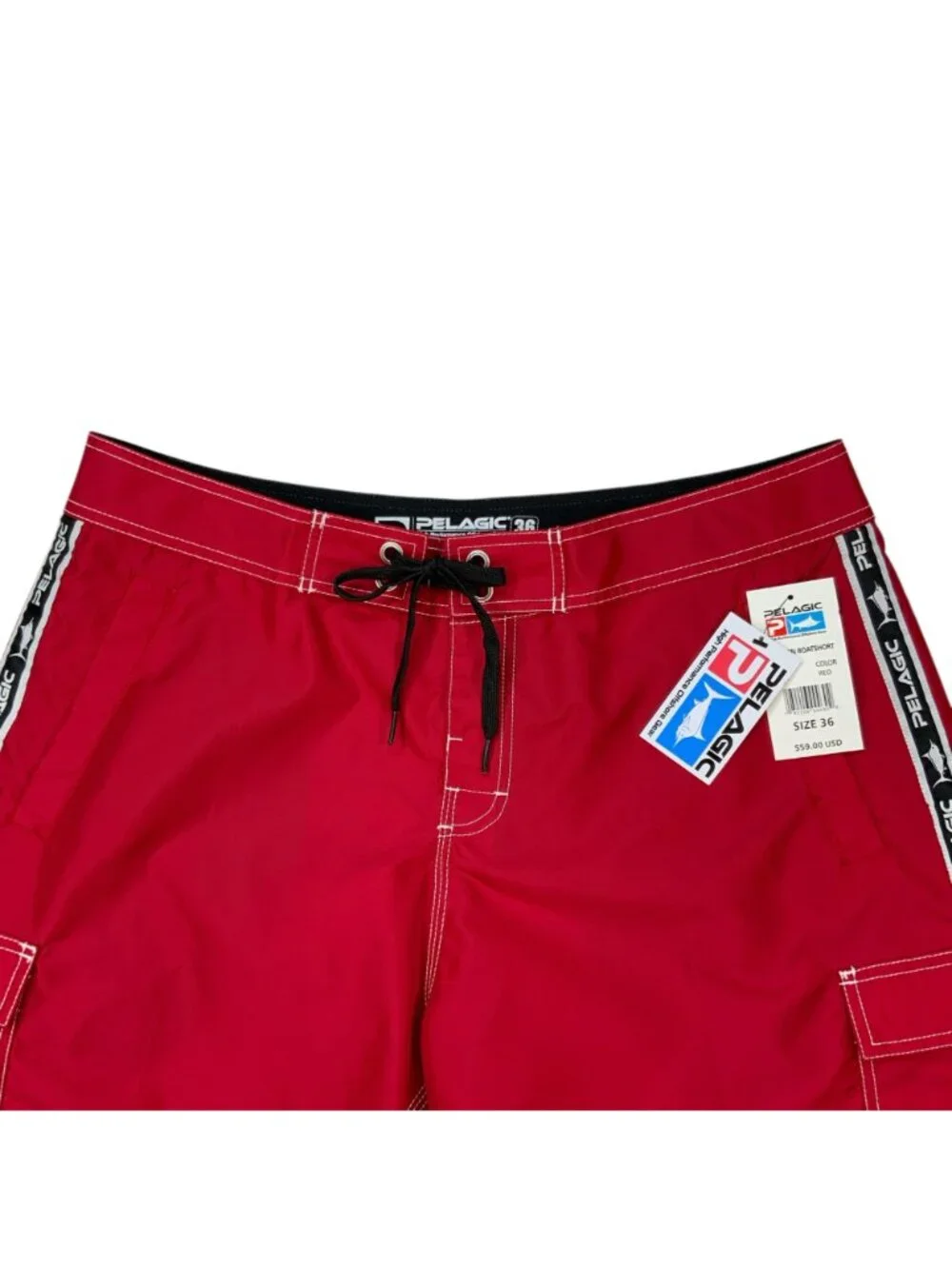 Pelagic Blackfin Boatshort Boardshort 36 Red Cargo NEW